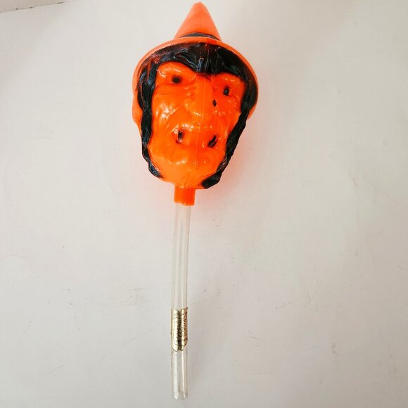 Halloween Vintage Blow Mold Witch Head Candy Tube Topper *AS IS - Picture 1 of 16